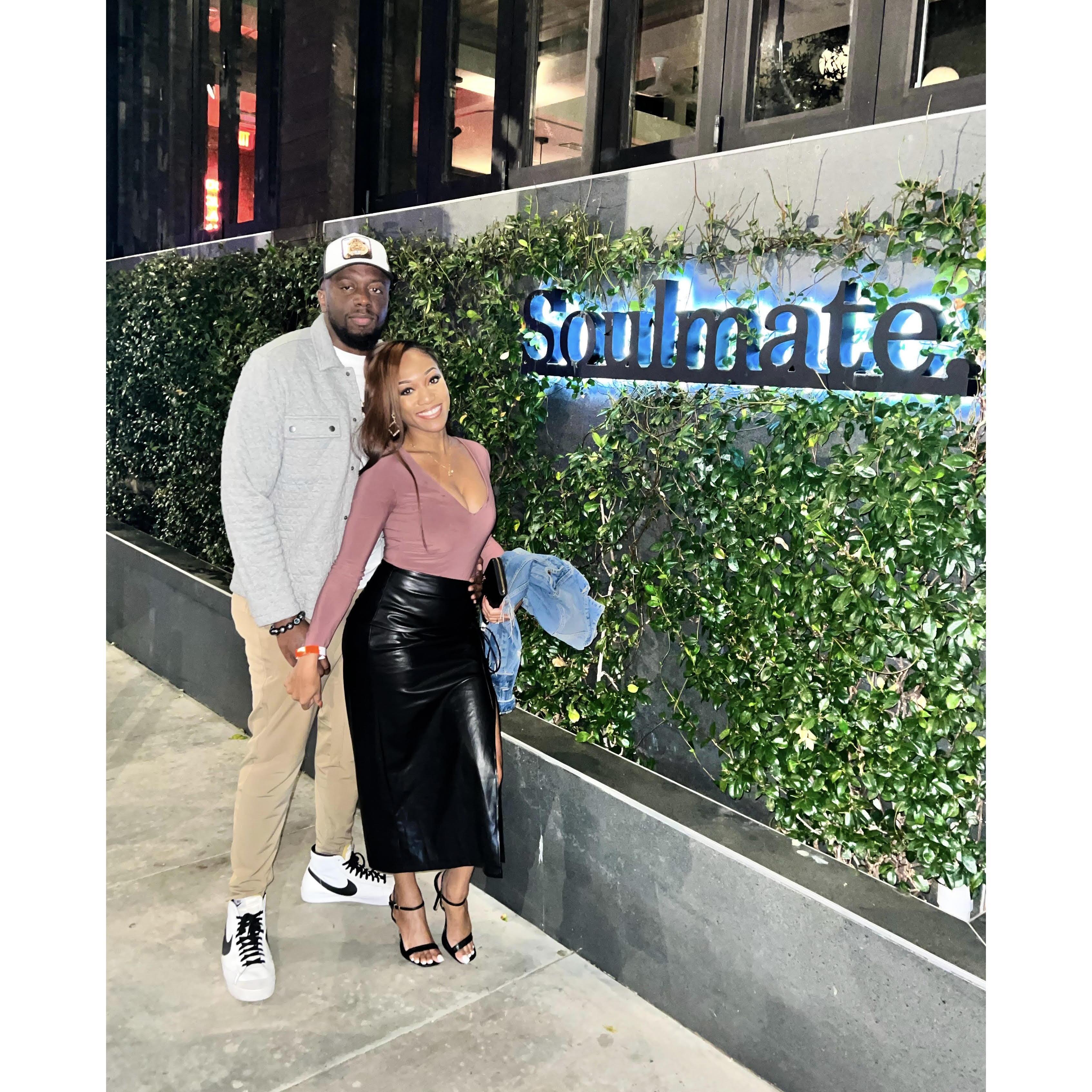 Sam and Cierra's trip to Los Angeles, California in November 2022. The first night in L.A. included dinner at Soulmate, a modern restaurant drawing inspiration from the Spanish Mediterranean.