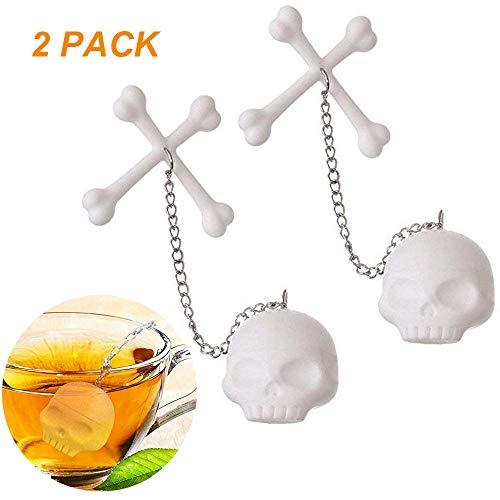 Leaf Tea Infuser, Silicone Tea Strainer, Coolrunner 2 Pcs Tea Bones Skull Tea Filter Diffuser for Loose Leaf Leaves, Mugs and Teapots