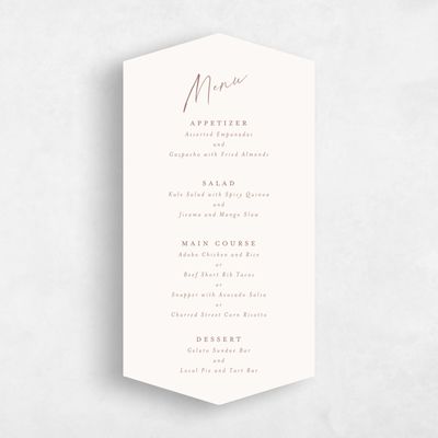 Beige Diamond Wedding Menu - Anerley