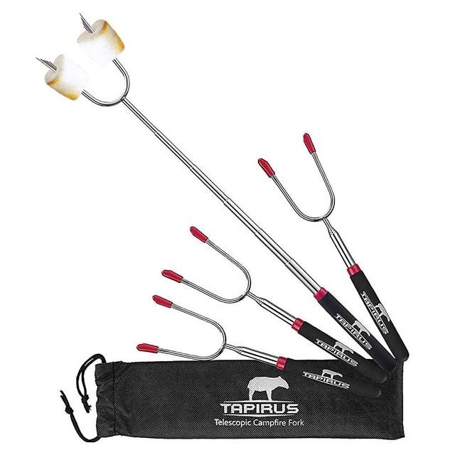 Tapirus Marshmallow Roasting Sticks – Set of 4 Telescoping Campfire Sticks - Protect Kids with Insulated Handle Holders – Extendable, Retractable and Collapsing – Heavy Duty Metal Camping Equipment