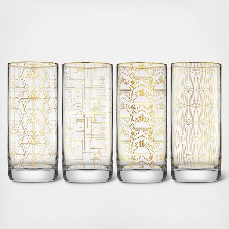 JoyJolt, Star Wars Deco Tall Drinking Glass, Set of 4 - Zola