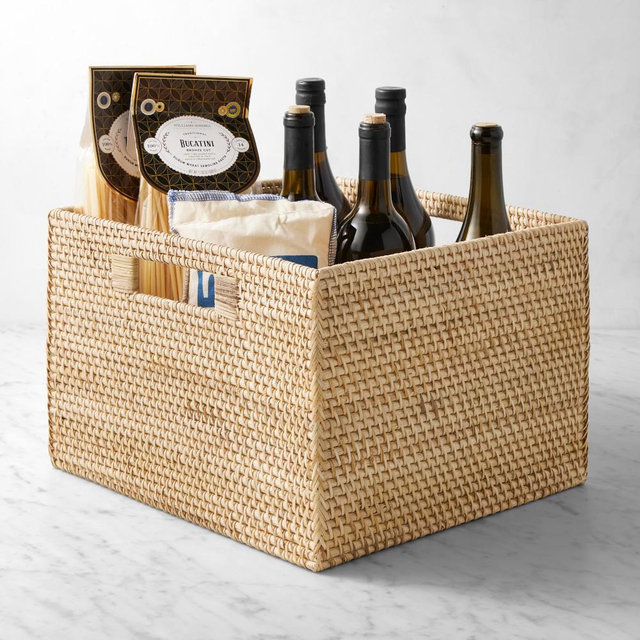 Hold Everything Rattan Pantry Baskets, 14 x 13 Light Woven