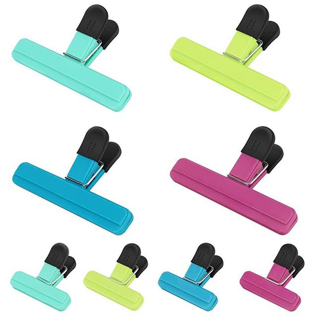 TACGEA 8 Pack Large Chip Bag Clips, Assorted Sizes Food Storage Clips for Opened Snack, Heavy Duty Clips with Air Tight Seal Grip