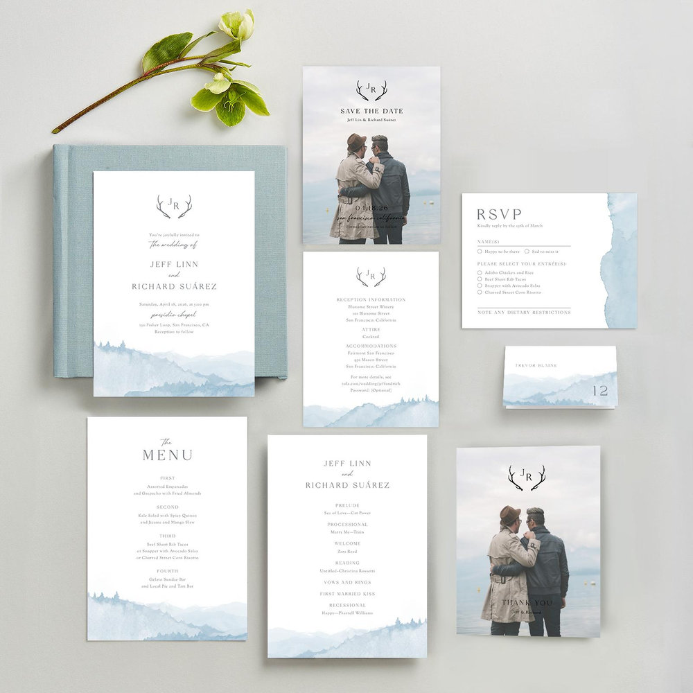 Denver Portrait | Dusty Blue | Zola Wedding Invitations
