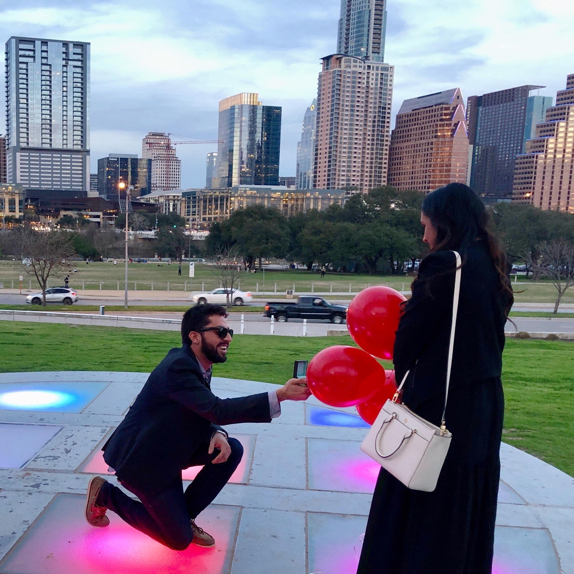 Faisal proposed after sending Mariam on a scavenger hunt throughout Austin