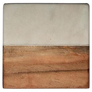 Thirstystone® White Marble and Acacia Single Square Coaster