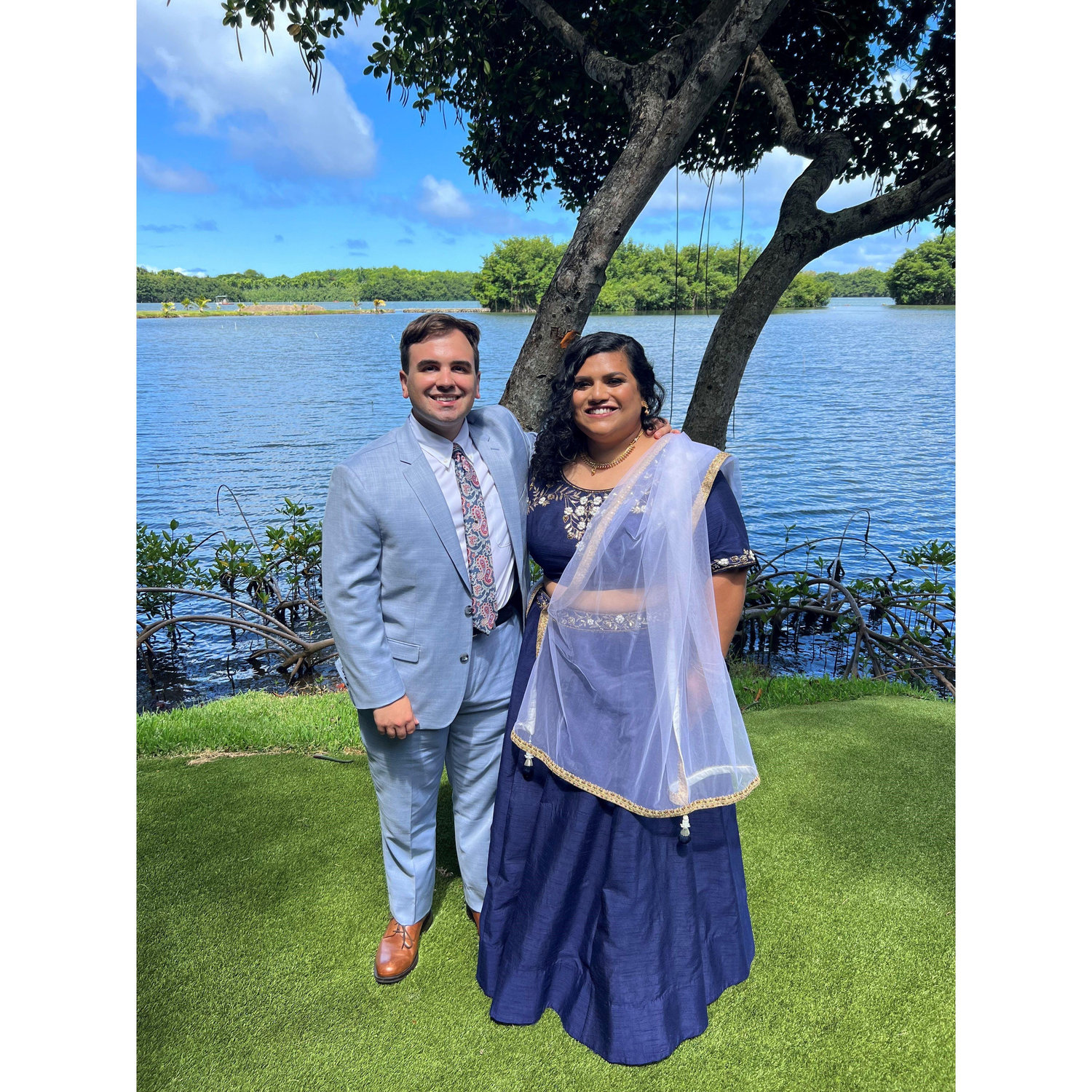 At Venetia's friends wedding at the Kualoa ranch in Hawaii