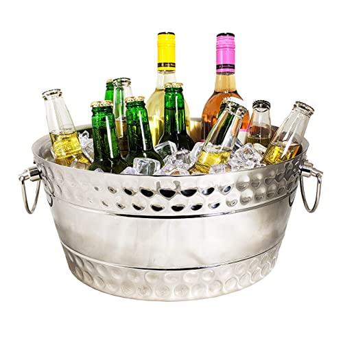 BREKX Bolt Anchored Double-Walled Insulated Stainless Steel Beverage Tub for Ice and Drinks, Beverage Chiller for Parties