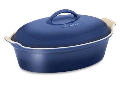 Le Creuset Heritage Stoneware Oval Covered Casserole, 4-Qt., Lapis