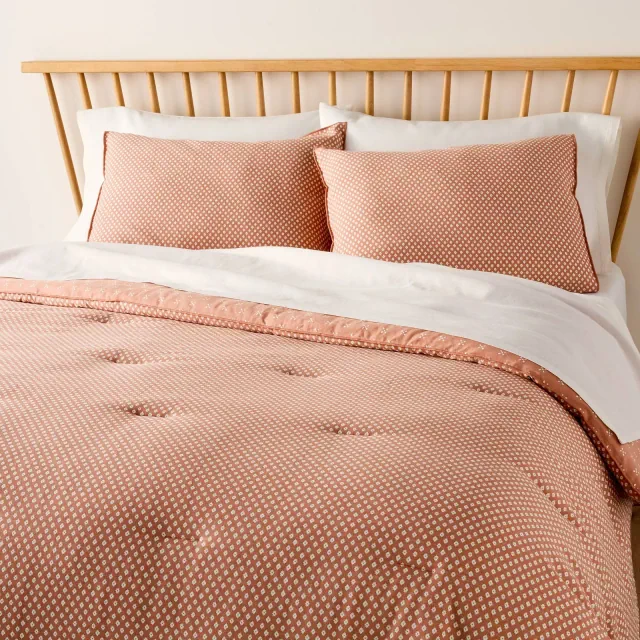 3pc King Block Pattern Comforter Set Rust - Hearth & Hand™ with Magnolia