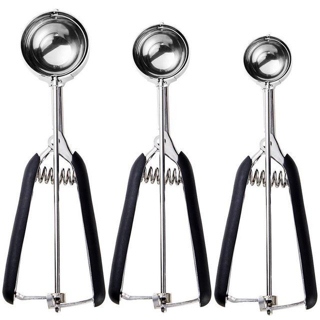 Jenaluca Ice Cream Scoop - Cookie Scoop - Melon Baller - 18/8 Stainless Steel - Gift Set of 3