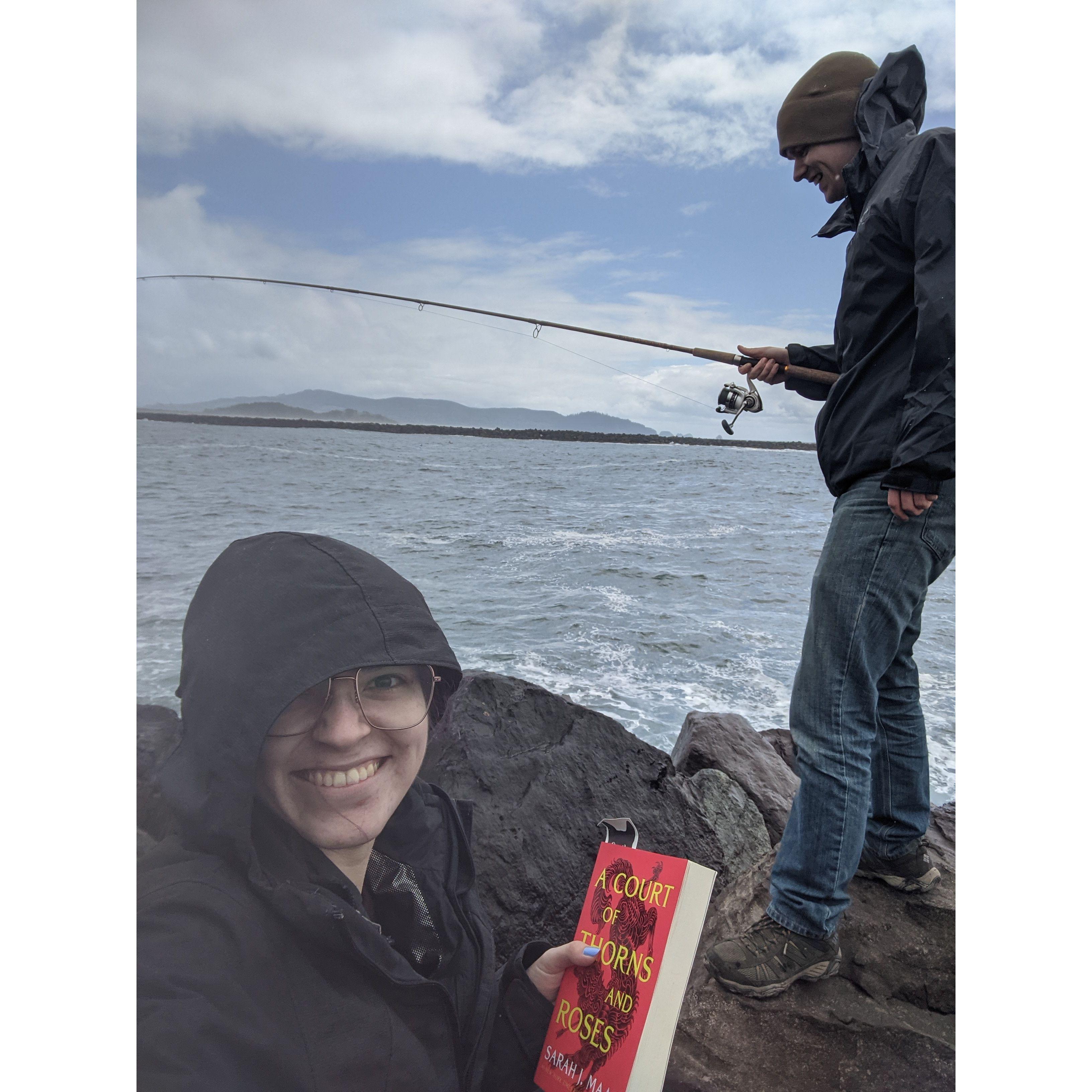Cody caught a rock fish on this day and Michelle ate it