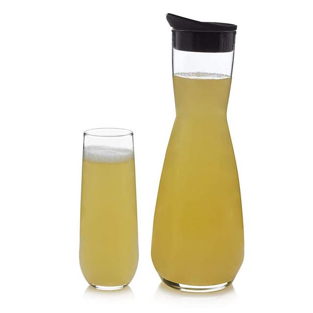 Libbey Modern Bar Mimosa Entertaining Set with 4 Stemless Champagne Flute Glasses and Carafe