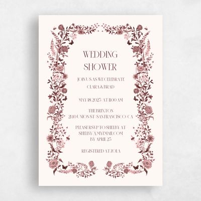 Maroon, Red Wedding Wedding Shower Invitation - Merryton Portrait