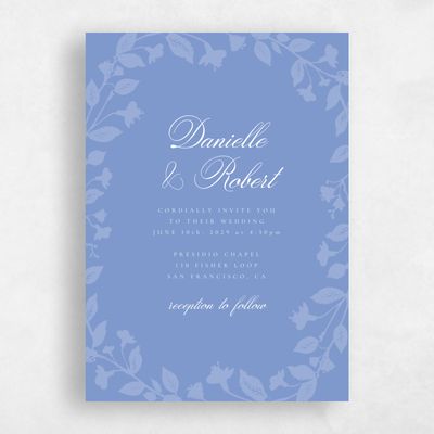 Dark Pastel Blue Wedding Invitation - Fawn Portrait