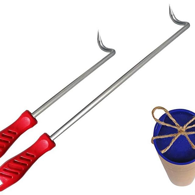 Food Flipper & Turners - Pigtail Flipper - 16 and 12 Inches BBQ Meat Turners - Long & Short 304 Stainless Steel Hook - Meat, Fish, Vegetable Cooking Set - BBQ Accessories - Barbecue Tongs - BBQ Fork