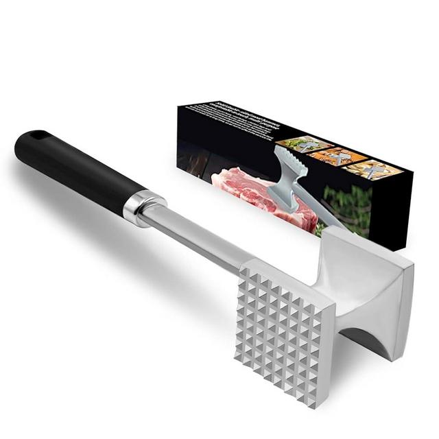 Meat Tenderizer, Dual-side Meat Mallet with Comfortable Grip Handle, Heavy Duty Meat Tenderizer Tool for Tenderizing Steak, Beef, Chicken, Fish and Nuts (Black)