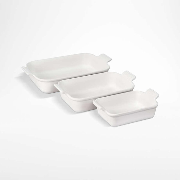Le Creuset ® Heritage White Stoneware 3-Piece Rectangular Baking Dishes Set