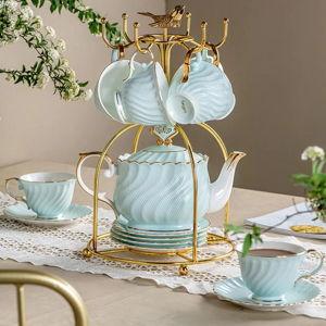 Tea Set — 1/4 Teapot + 4 Cups & Saucers