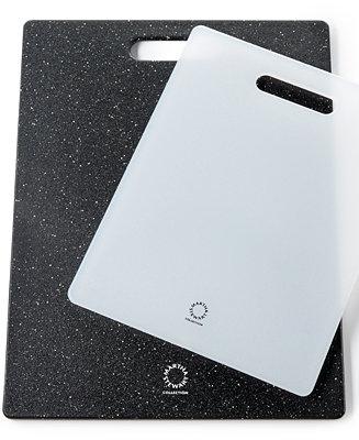 2 Piece Black & White Poly Cutting Board Set, Created for Macy's,