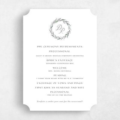 White Ticket Wedding Program - Bruges