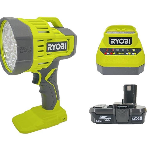 RYOBI 18V Cordless LED Spotlight PCL661 Kit - Includes Battery and Charger