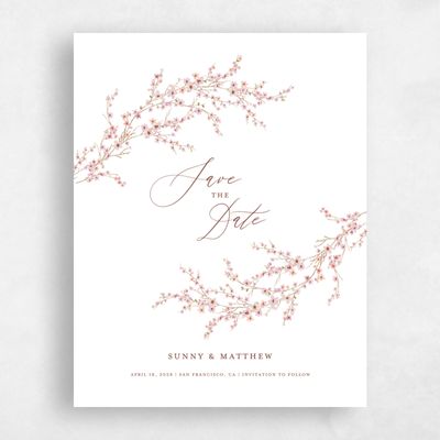 White Wedding Save the Date - Sakura Portrait