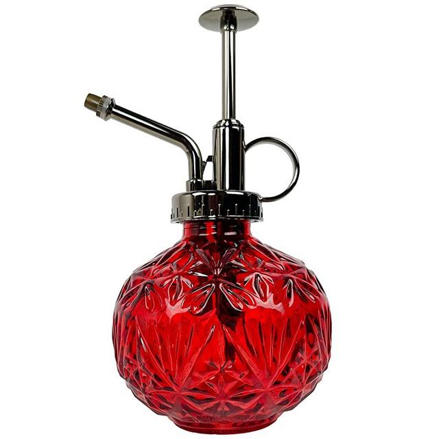 REFFU Plant Spray Bottle Plant Mister Glass 6.3 Inches Tall Vintage Plant Sprayer Mister,Plant Spritzer , Watering Can with Top Pump for Indoor House Plants, Garden,Cleaning (Red)