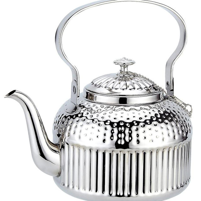 SANQIAHOME Antique 1.2L (40Oz) Stainless Steel Teapot with Infuser Silver