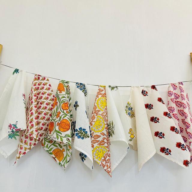 Assorted Cloth Napkins 100 Pcs Hand Block Print Mix and Match Napkins, Eco Friendly Reusable Cloth Napkins ,100% Cotton Block Print Napkins