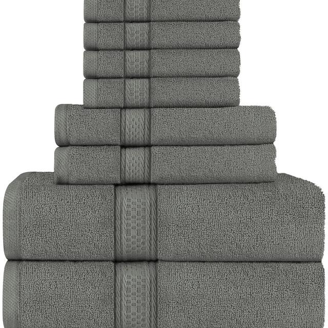 Utopia Towels Grey Towel Set, 2 Bath Towels, 2 Hand Towels, and 4 Washcloths, 600 GSM Ring Spun Cotton Highly Absorbent Towels for Bathroom, Shower Towel, (Pack of 8)