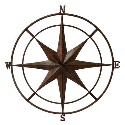 31"H Metal Compass Wall Plaque - Gold - Backyard Expressions