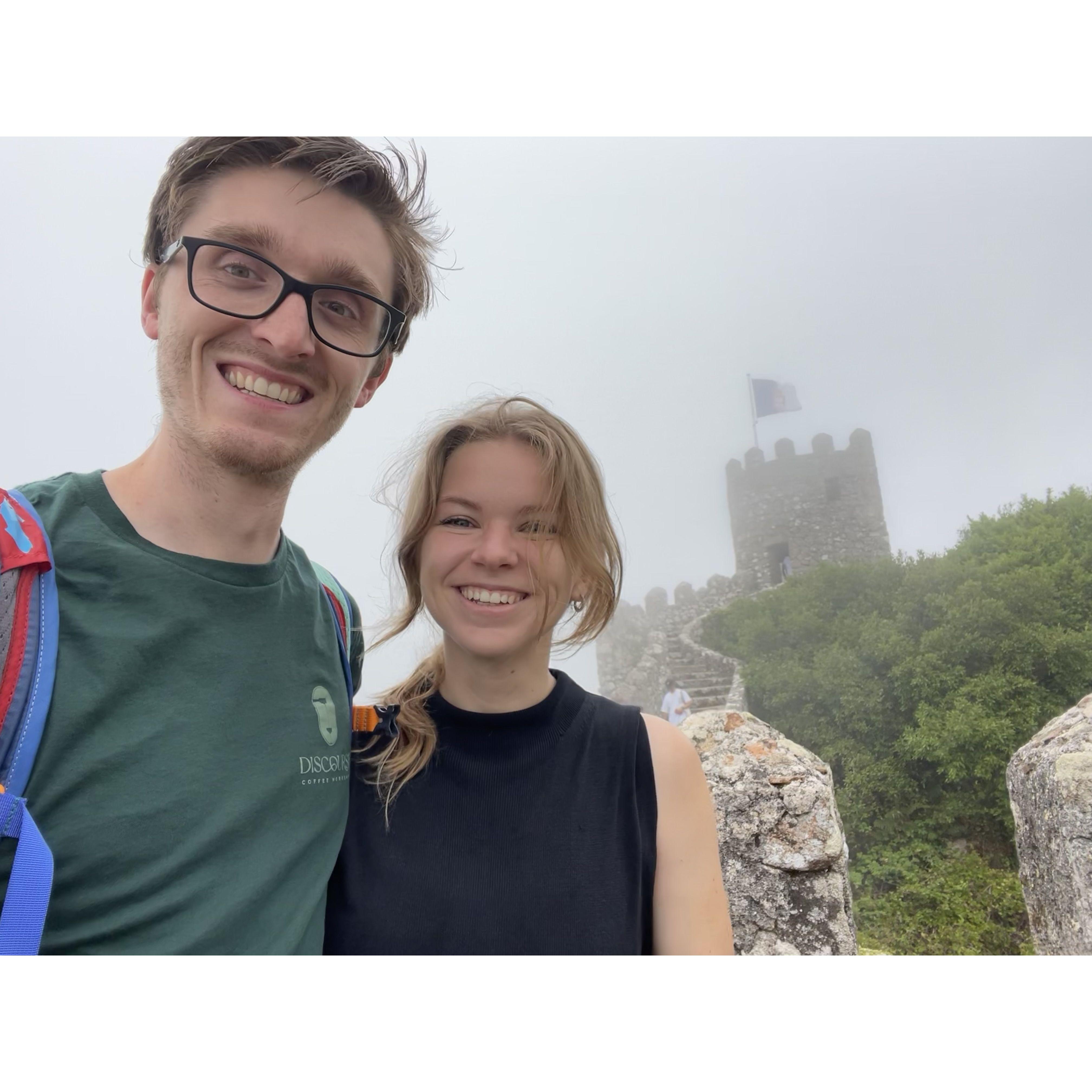 Ben's face does not accurately reflect how much his feet hurt after 10+ miles of hiking and cobblestone paths this day. Portugal, 2022.