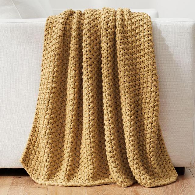 Bayside Chunky Knit Throw, 44" x 56", Pecan