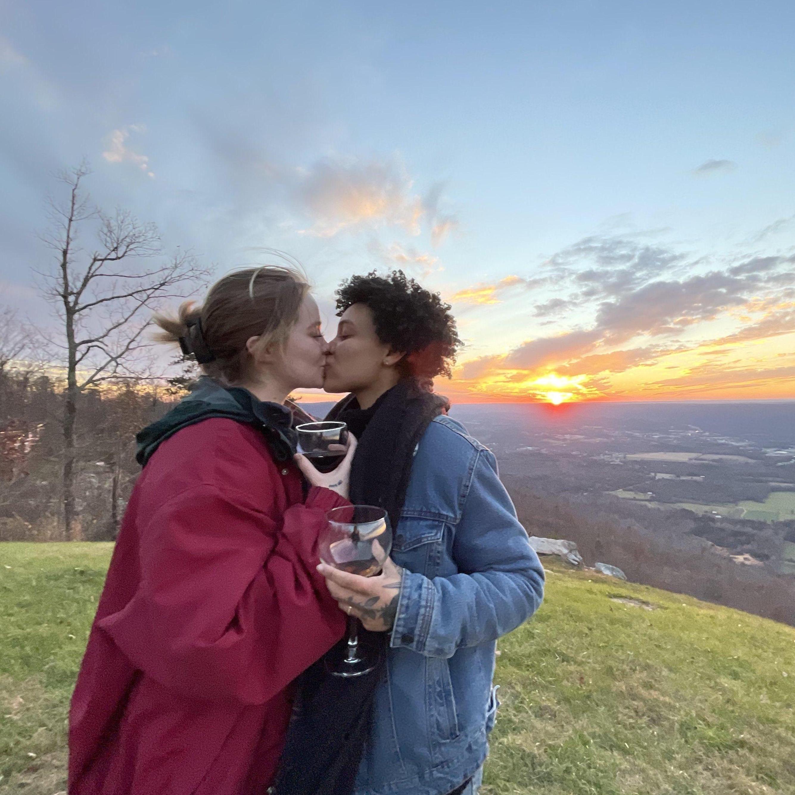 Enjoying each other, and our wine, while vacationing with friends. The sunset was absolutely gorgeous!