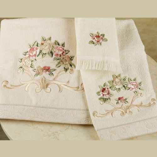 Rosefan Embroidered Bath Towels