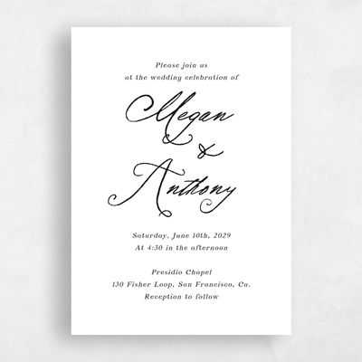 White Wedding Invitation - Cristal Portrait