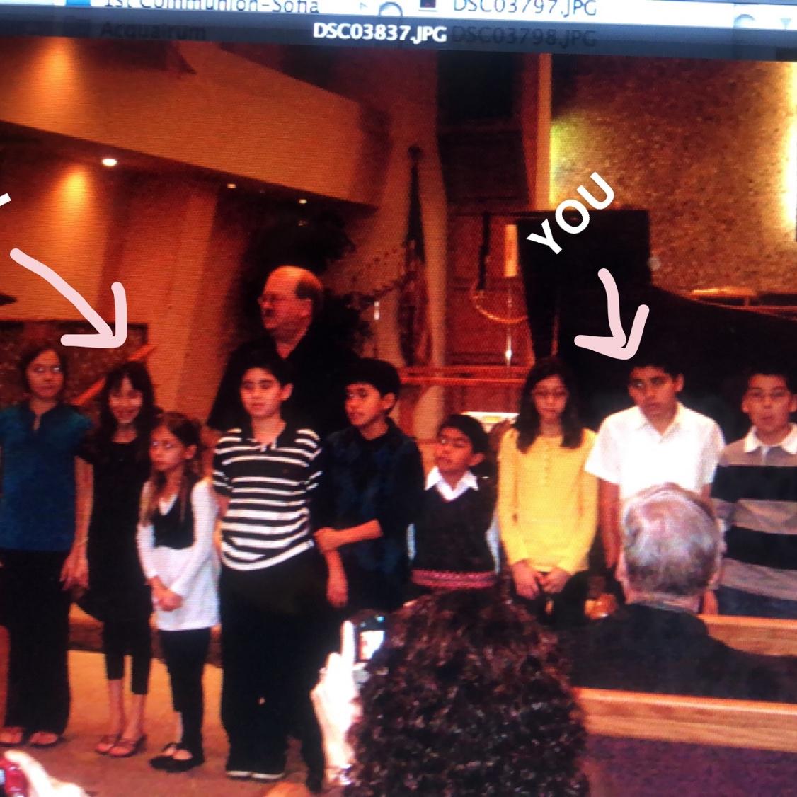 Our paths first crossed when we were 8 years old at Mr. Patrick's piano class. Here is us at our recital