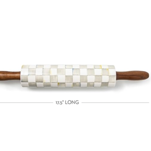 MACKENZIE-CHILDS Rolling Pin, Decorative Roller Pin for Baking, Cute Baking Supplies, Gray-and-White Sterling Check