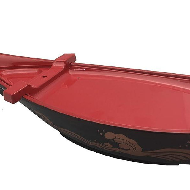 JapanBargain 2598, Plastic Lacquered Sushi Boat Sashimi Serving Tray Plate, 18.5-inch