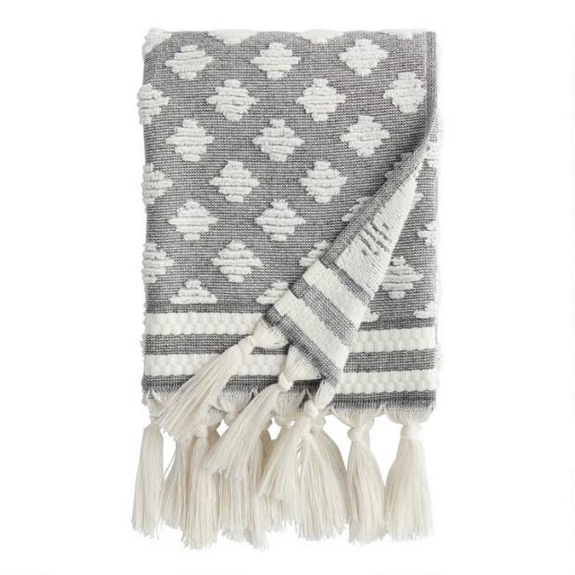 Black And White Sculpted Diamond Brea Hand Towel