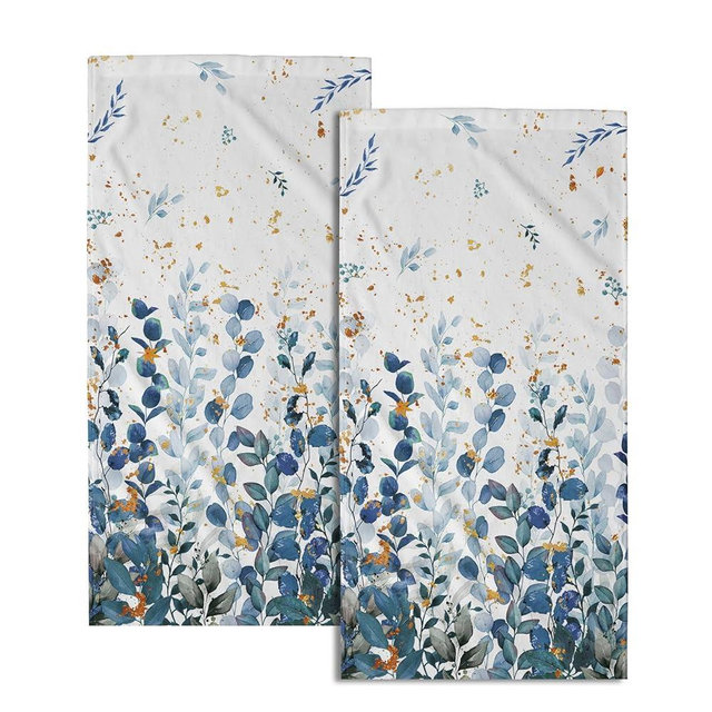 Imiss Blue Eucalyptus Towels - Watercolor Blue Grey Leaves Botanical Decorative Kitchen Bathroom Towel 14.4"x28.3" Multipurpose Bath Guest Towels Set of 2 for Gym,Spa,Hotel Decor