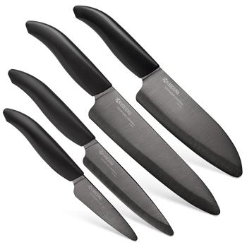 Revolution 4 Piece Ceramic Knife Set - 7"Chef's, 5.5" Santoku,4.5" Utility and 3" Paring