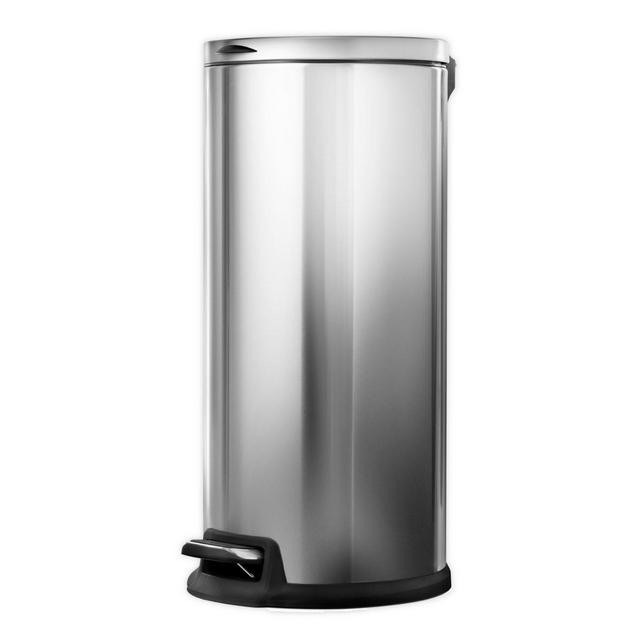 Home Zone Testrite 30-Liter Round Trash Bin with Liner in Stainless Steel