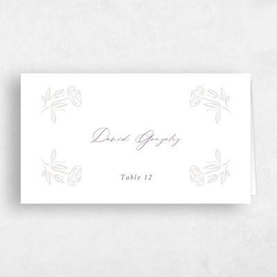 White Wedding Place Card - Eze