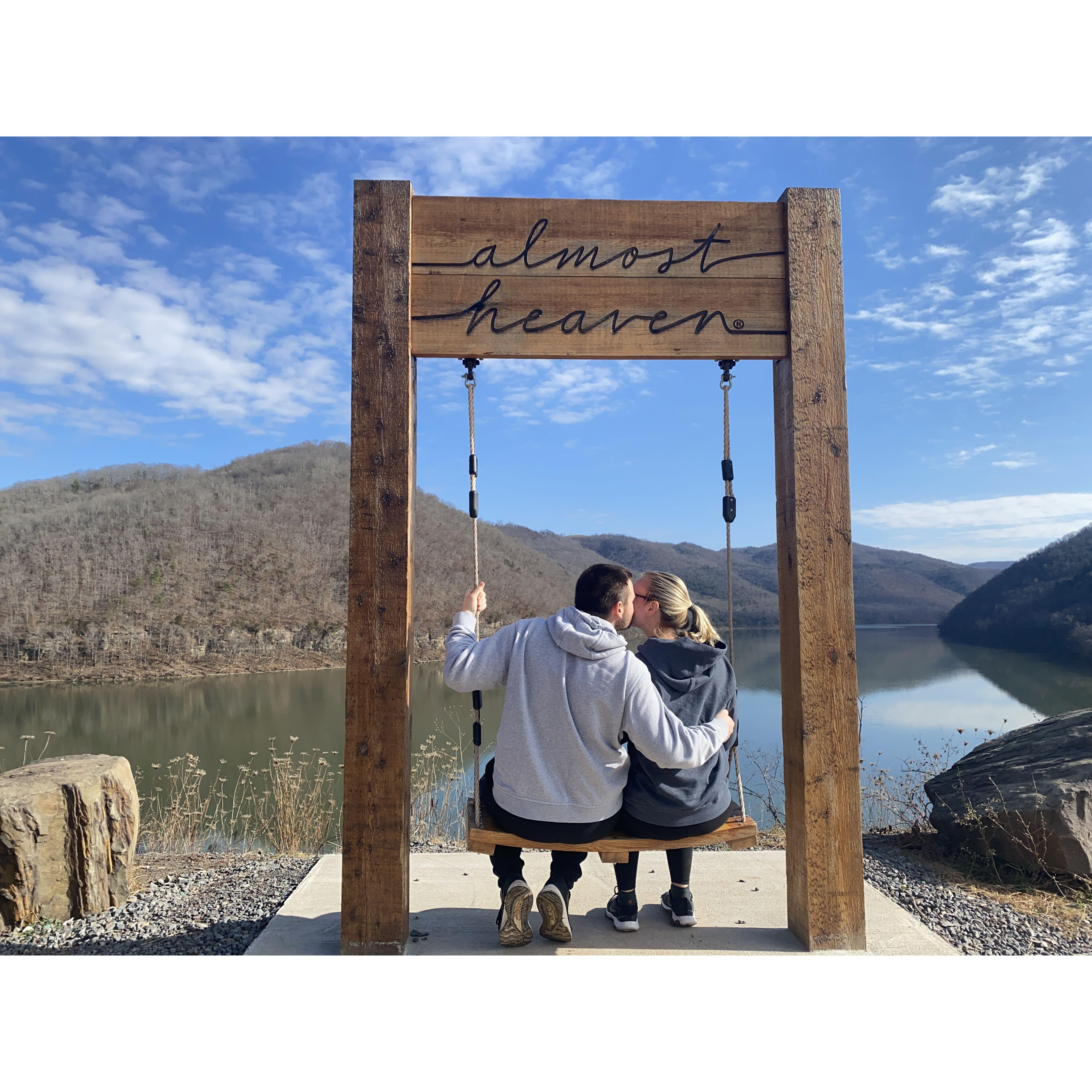 When living in West Virginia, they spent their days off together exploring the state by visiting the Almost Heaven Swings.