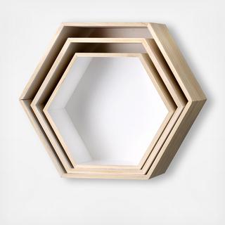 Wood Hexagonal 3-Piece Box Set