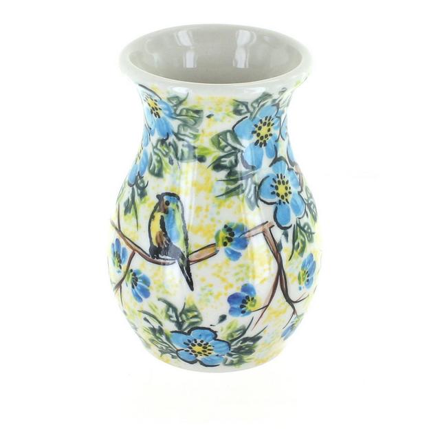 Blue Rose Polish Pottery Bluebird Garden Vase
