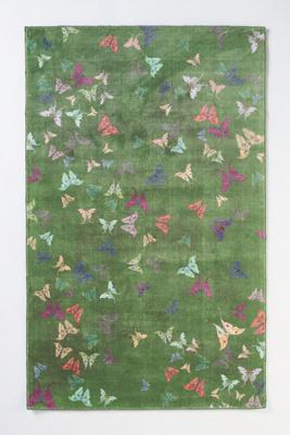 Printed Green Butterflies Rug