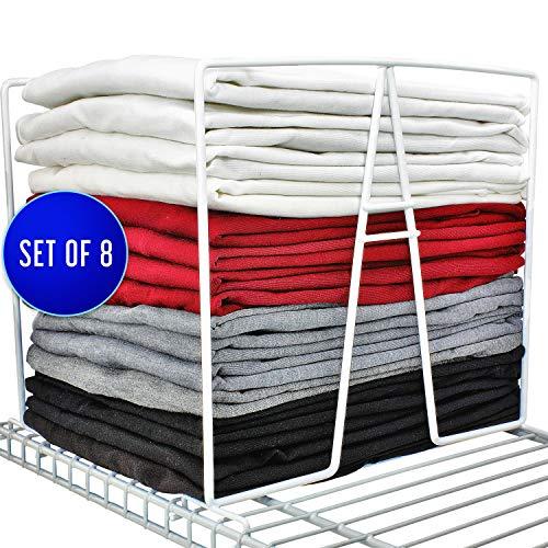 TitanSecure White Wire Shelf Dividers for Closets - Best Closet Organizer That Takes Seconds to Install. Organize Your Bedroom, Bathroom and Much More - Works on Most 12 Inch Wire Shelves (Set of 8)